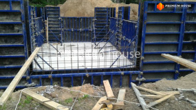 Армирование стен цокольного этажа и установка опалубки - 13