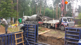 Армирование стен цокольного этажа и установка опалубки - 11