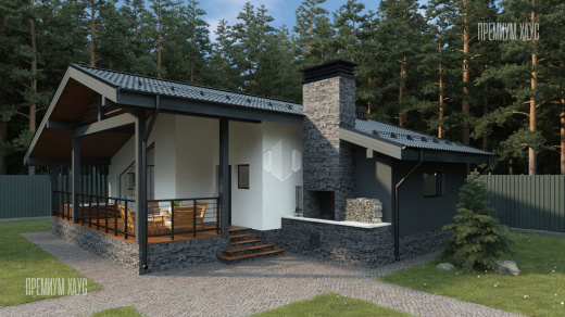 Баня с комнатой отдыха из газобетона