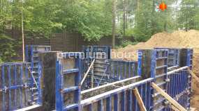 Армирование стен цокольного этажа и установка опалубки - 1