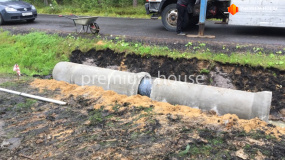 Устройство вьезда на участок. Укладка трубы ж.б. - 7