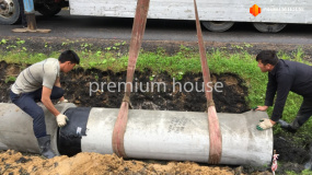 Устройство вьезда на участок. Укладка трубы ж.б. - 8