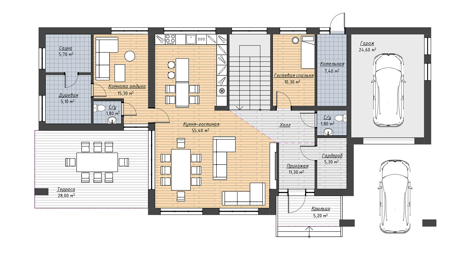 Планировка 1 этаж