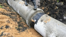 Устройство вьезда на участок. Укладка трубы ж.б. - 1