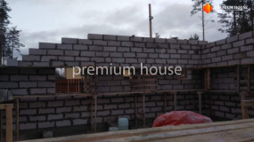 Стены газобетон бани. Охта с баней - 1