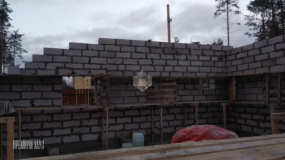 Стены газобетон бани. Охта с баней - 1