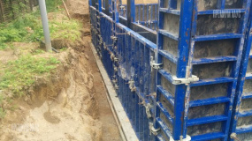 Армирование стен цокольного этажа и установка опалубки - 7