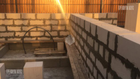 Стены газобетон бани. Охта с баней - 4