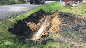 Устройство вьезда на участок. Укладка трубы ж.б. - 4