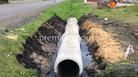 Устройство вьезда на участок. Укладка трубы ж.б. - 2